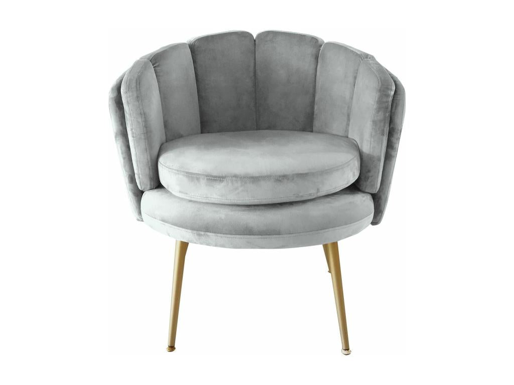 Fauteuil Arrondi en Velours Zenmobilier 80cm Gris