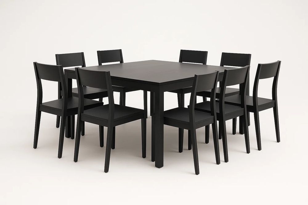 Ensemble Table à Manger en Bois Noir avec 9 Chaises