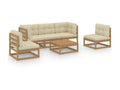 Salon de jardin 6 pcs avec coussins Bois de pin massif 78