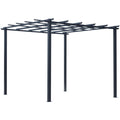 Pergola autoportante style contemporain - toit terrasse à décorer - dim. 3L x 3l x 2,3H m - métal époxy anticorrosion noir 