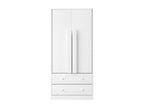Armoire 70x40x170 cm - 2 portes / 2 tiroirs avec compartiments - Blanc