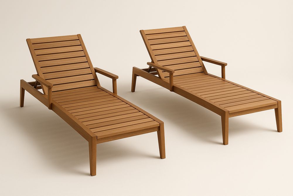 Chaises Longues en Bois d'Acacia Régulables 200 cm