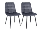 Lot de 2 chaise salle à manger - Velours &amp; Métal - Gris foncé - Mobiliercosy