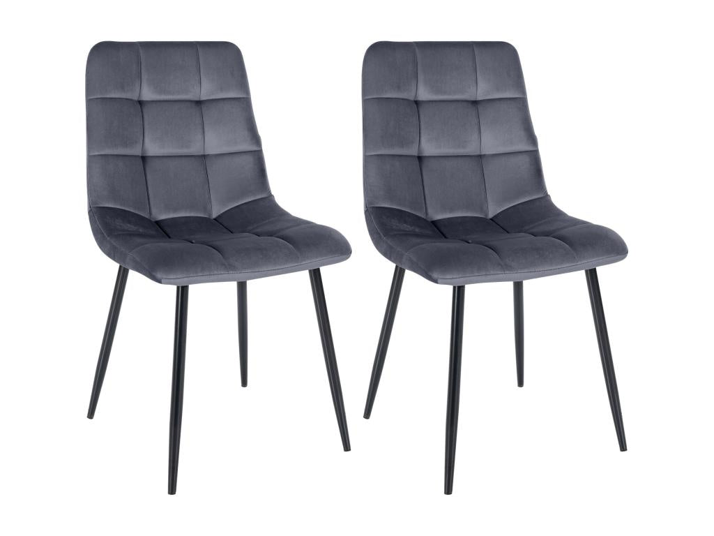 Lot de 2 chaise salle à manger - Velours &amp; Métal - Gris foncé - Mobiliercosy