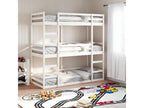 Lit superposé triple blanc 75x190 cm bois de pin massif