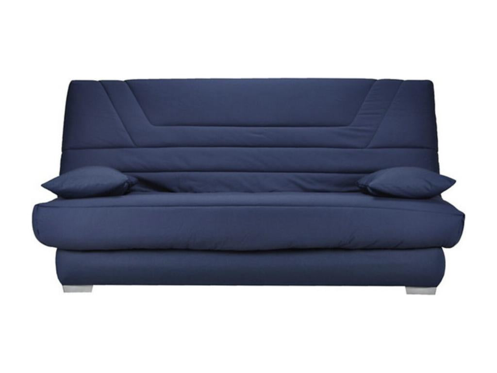 Banquette Clic Clac tissu matelas Cheneclair 14cm avec rangement Cheneclair-Couleur Bleu marine-130x190