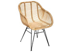 Lot de 2 fauteuils coloris naturel en rotin - Longueur 57,5 ​​x Profondeur 59 x Hauteur 85,5 cm