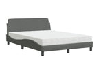 Lit avec matelas gris foncé 120x200 cm tissu
