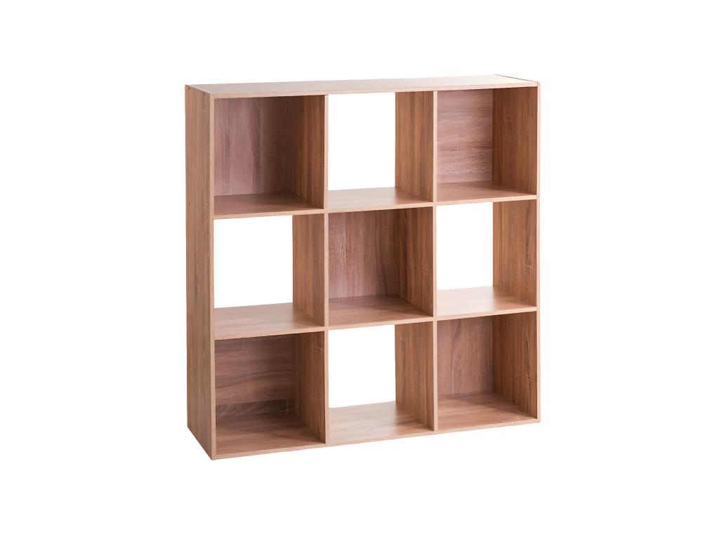 Meuble Étagère 9 cases de rangement effet chêne naturel H 100,5 cm