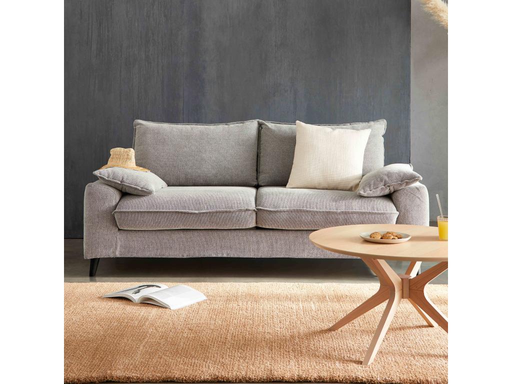 Canapé convertible en tissu chiné 3 places gris clair
