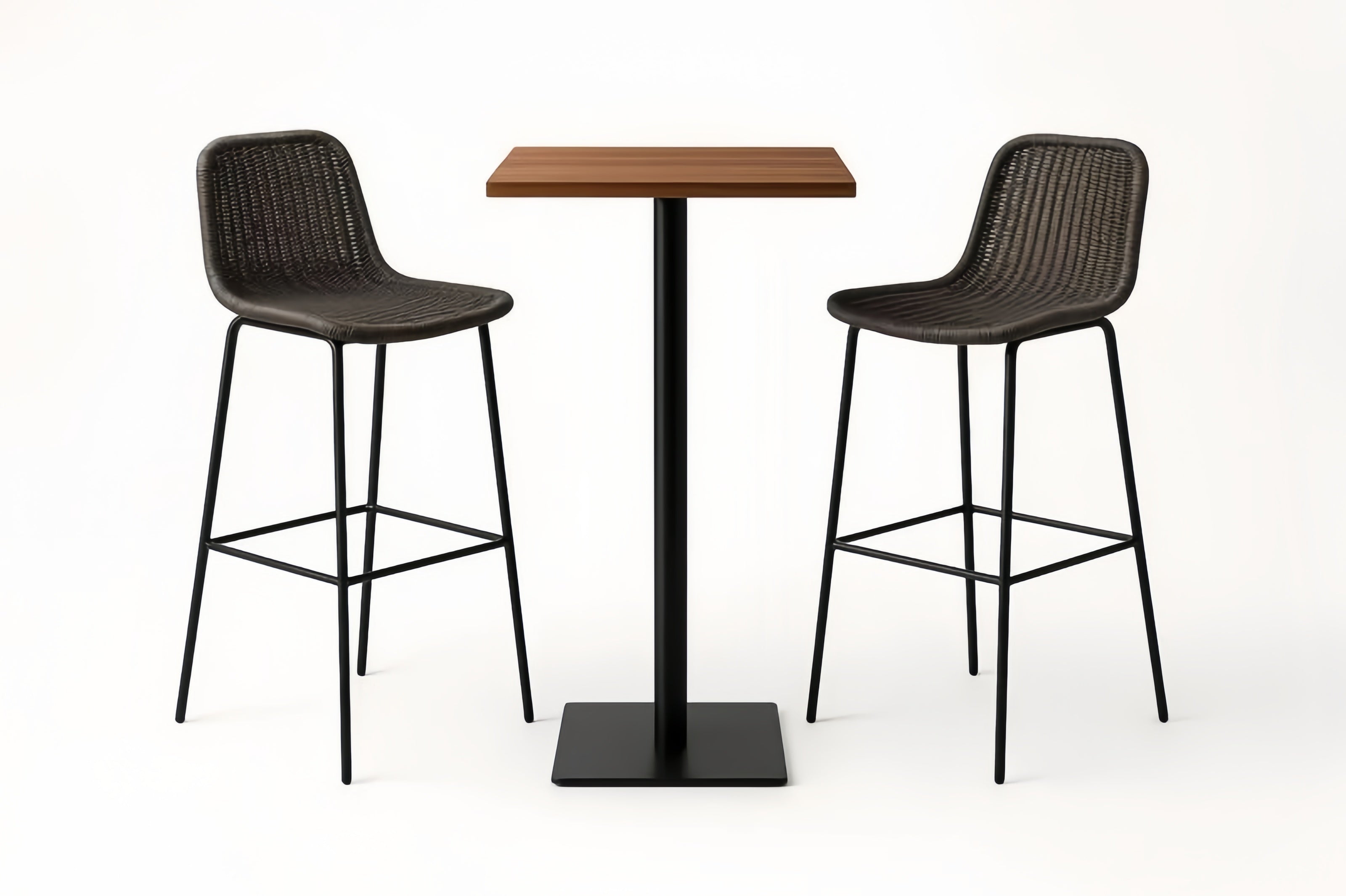 Ensemble de Table Haute et Chaises de Bar en Bois et Métal Marron Noir