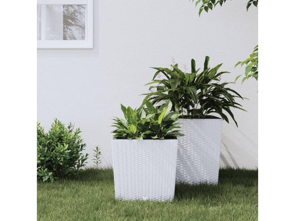 Jardinière et intérieur amovible blanc 21 /32 L rotin PP