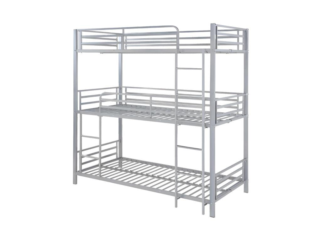 Lits superposés triple 3x90x190 cm - Métal - Argent - Decovivante III