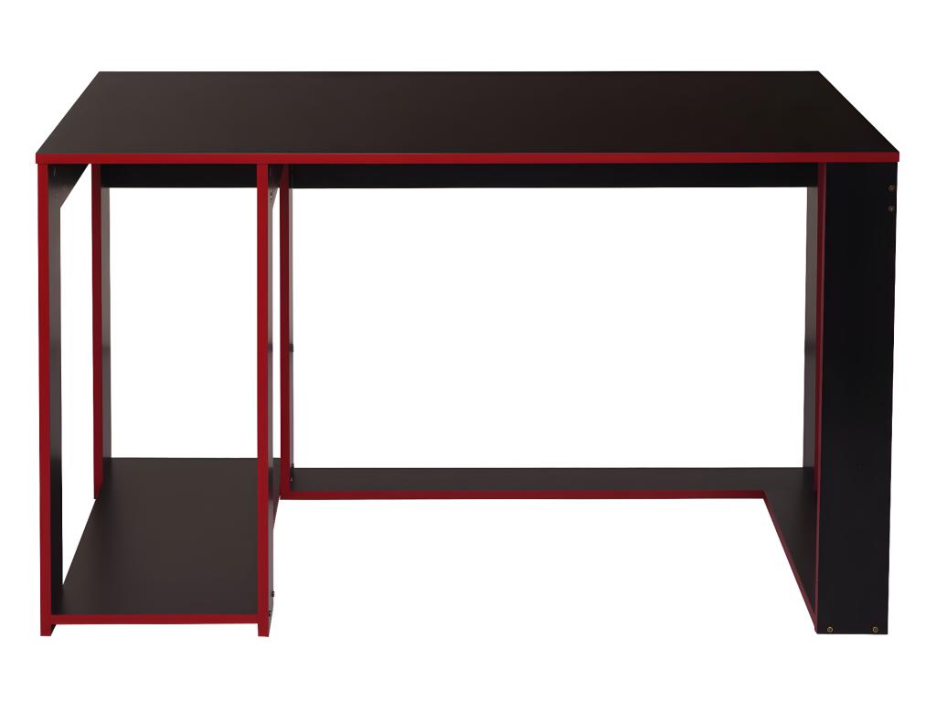 Bureau Chicetdeco-J26, bureau informatique table de bureau, 120*60*76cm ~ noir-rouge