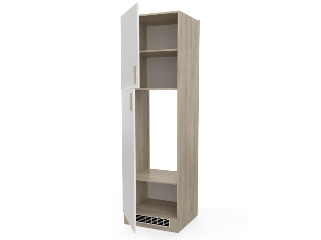Colonne de cuisine coloris chêne Mobilierpratique blanc - Longueur 60 x Hauteur 206.90 x Profondeur 60 cm