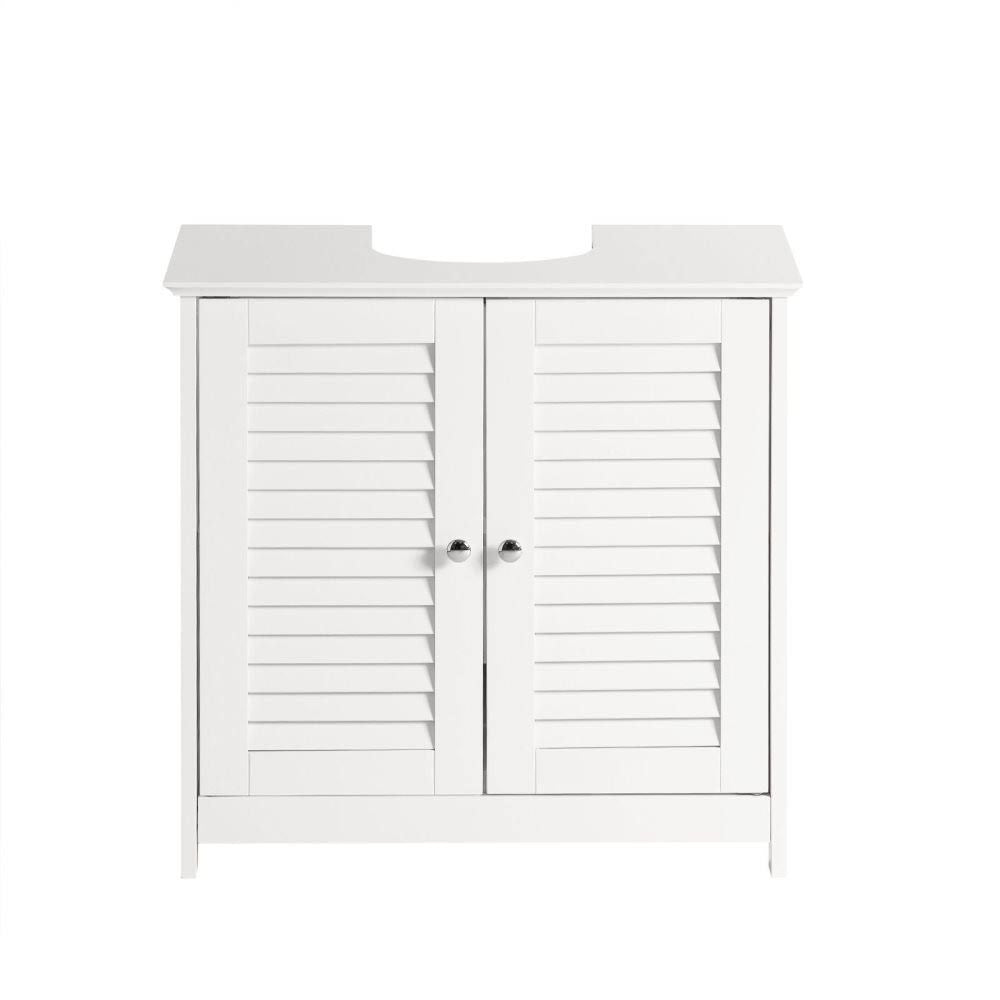 SoBuy Meuble sous Lavabo 2 Portes effet bois Blanc