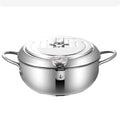 Poêle à friteuse universelle 1 cuisinière Poêle à friteuse chaude Poêle à friteuse à température contrôlée Outil de cuisson en acier inoxydable(Argent)