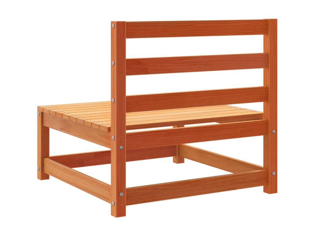 Salon de jardin 5 pièces cire marron bois de pin massif