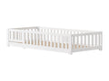 Lit cabane enfant 90x200cm avec sommier à Cheneclair lit plat lit enfant barrière antichute pin massif Blanc