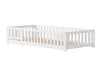 Lit cabane enfant 90x200cm avec sommier à Cheneclair lit plat lit enfant barrière antichute pin massif Blanc