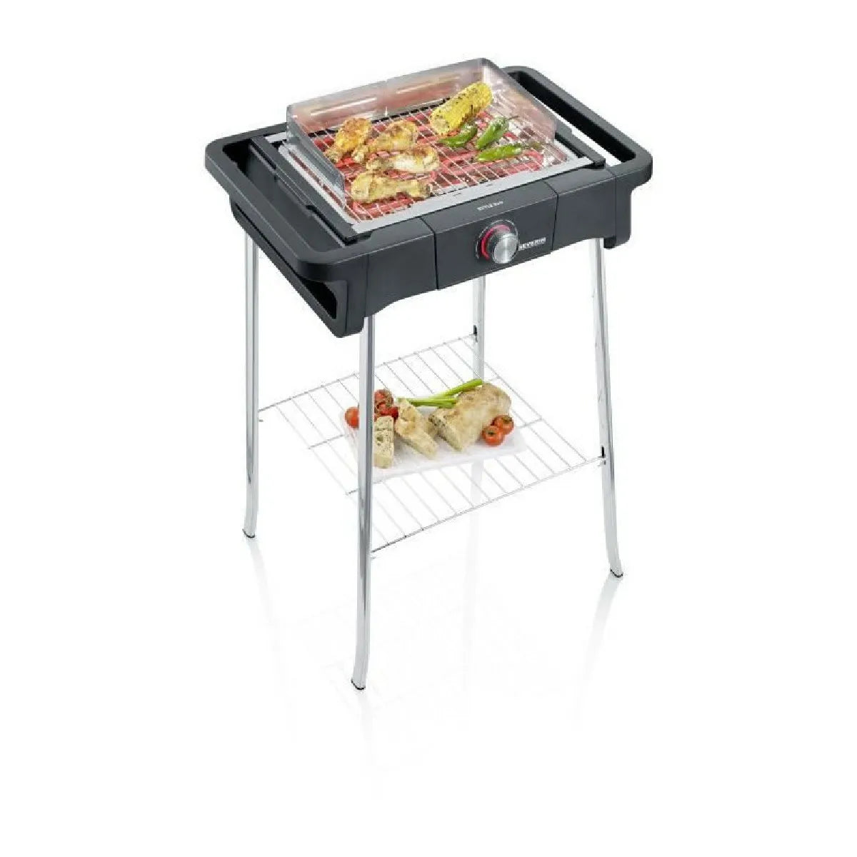 SEVERIN PG8124 Barbecue sur pieds 2500W Style Evo S - 0? un 350 ? en 10mn - Bac à eau réducteur de fumées et dodeurs - Pare-vent -N