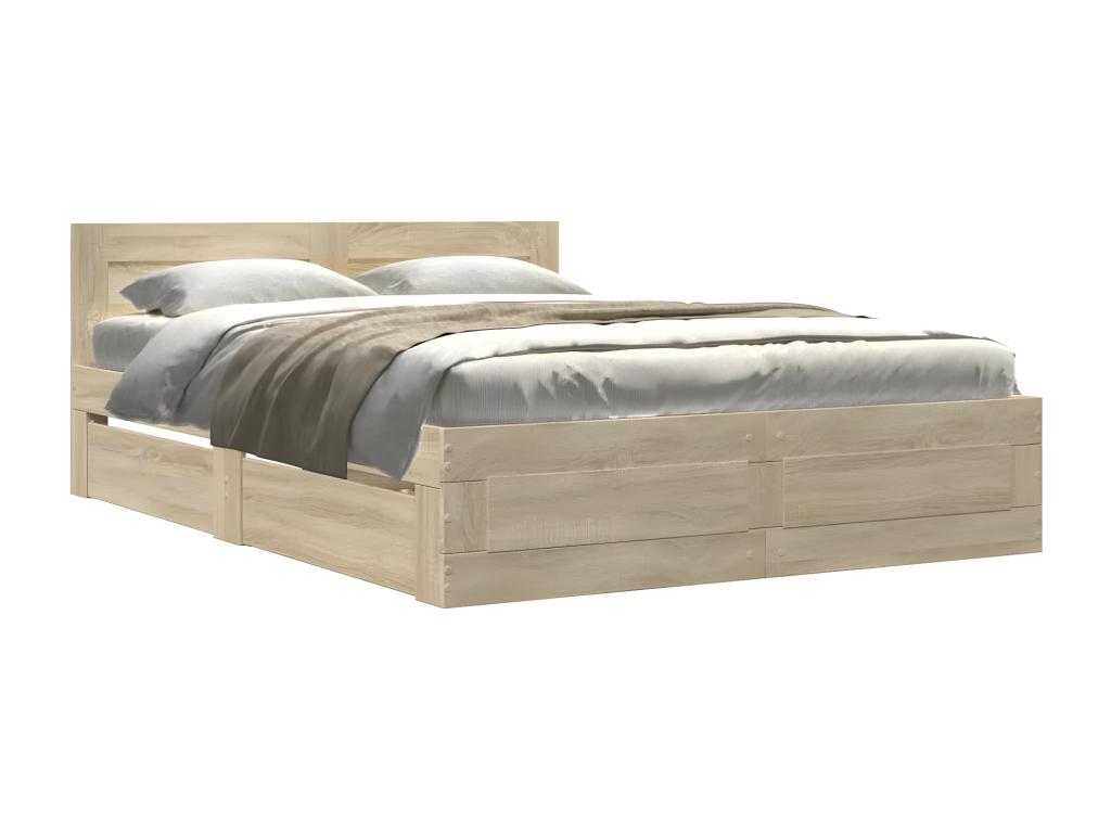 Cadre de lit avec tête de lit chêne Mobiliercosy 140*200 cm