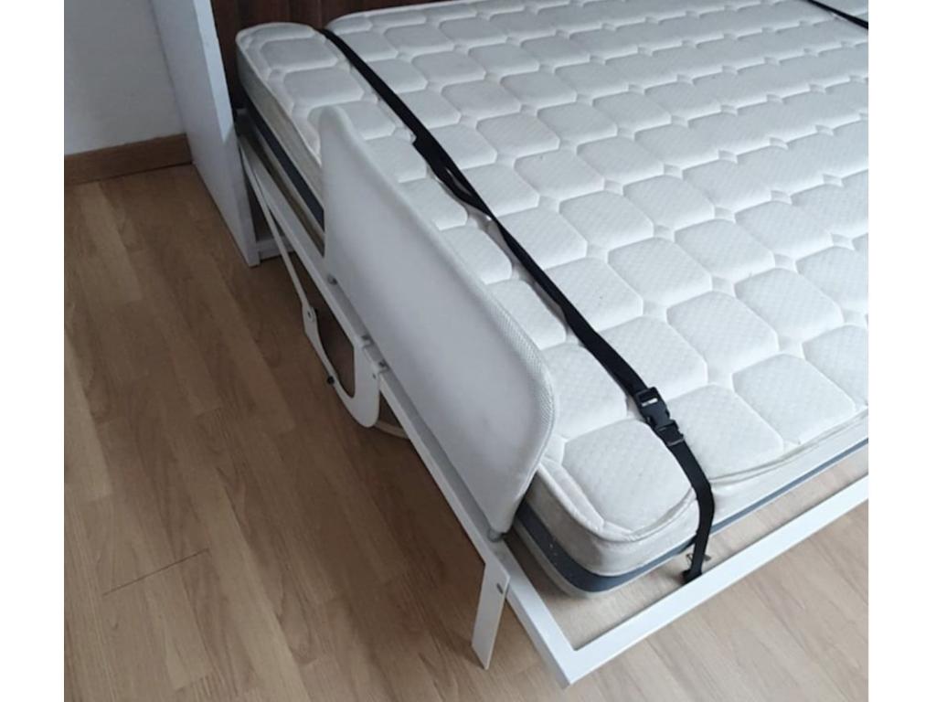 Lit escamotable vertical 90x190 avec bureau Studante-Façade Chêne blanc