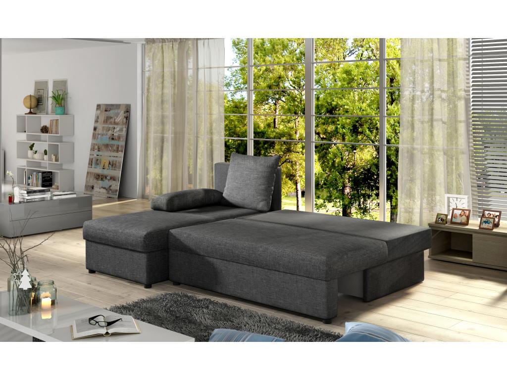 Canapé convertible angle réversible tissu gris chiné Logismaison 206cm