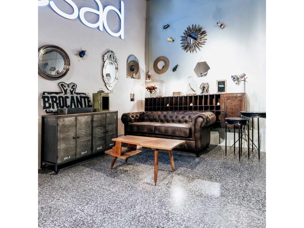 Buffet en métal et bois avec 4 portes 124.5*40.5*82.5h cm