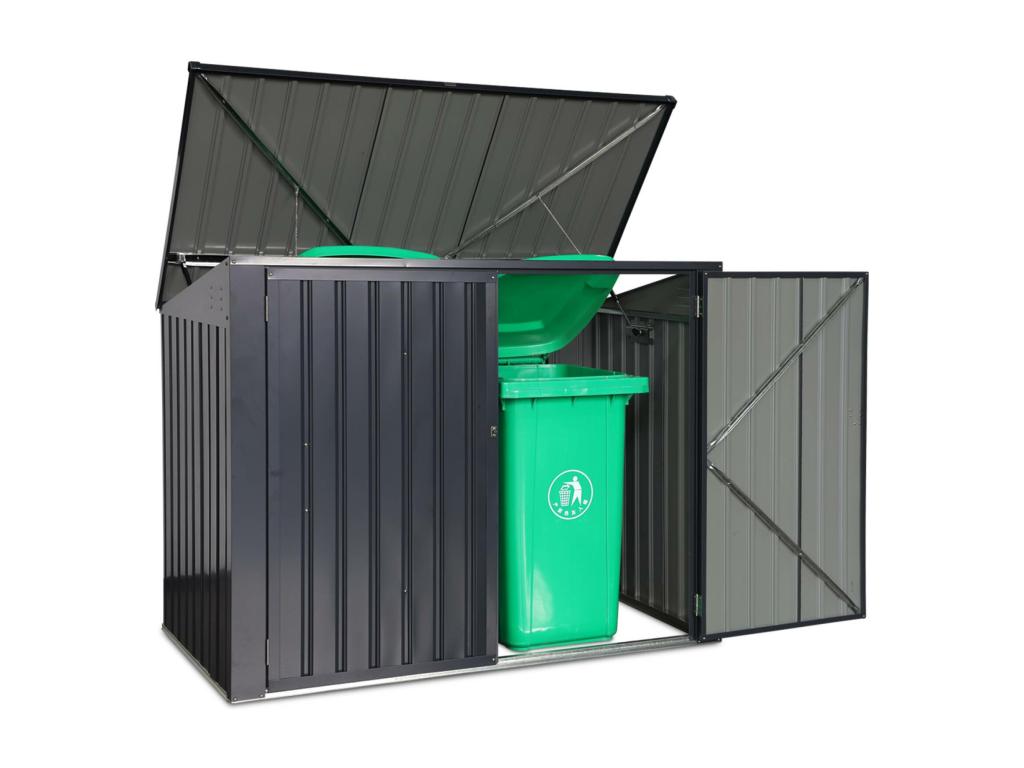 Cache poubelle double couleur gris anthracite - 1,75m²