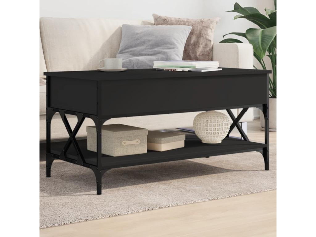Table basse noir 100x50x50 bois d'ingénierie et métal