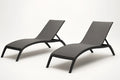 Chaises Longues Extérieures Aluminium et Textile Noir