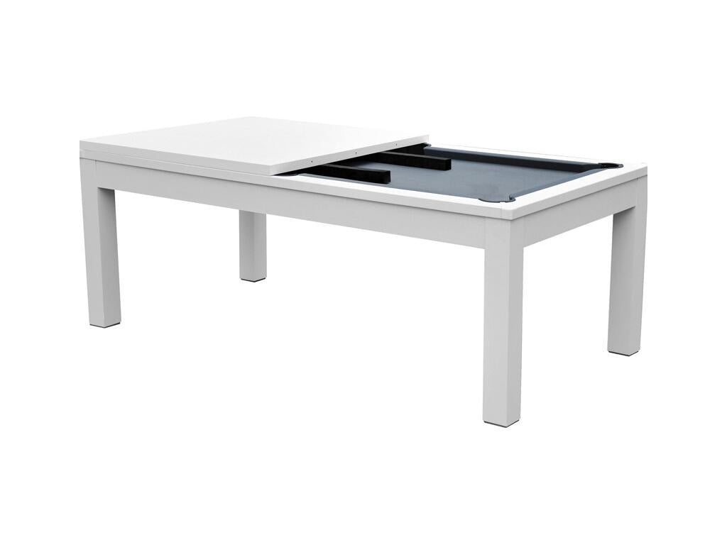 Table de billard convertible blanche tapis gris - Boismagic
