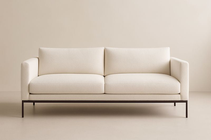 Canapé2 Places Tissu Bouclé Beige Structure Métal