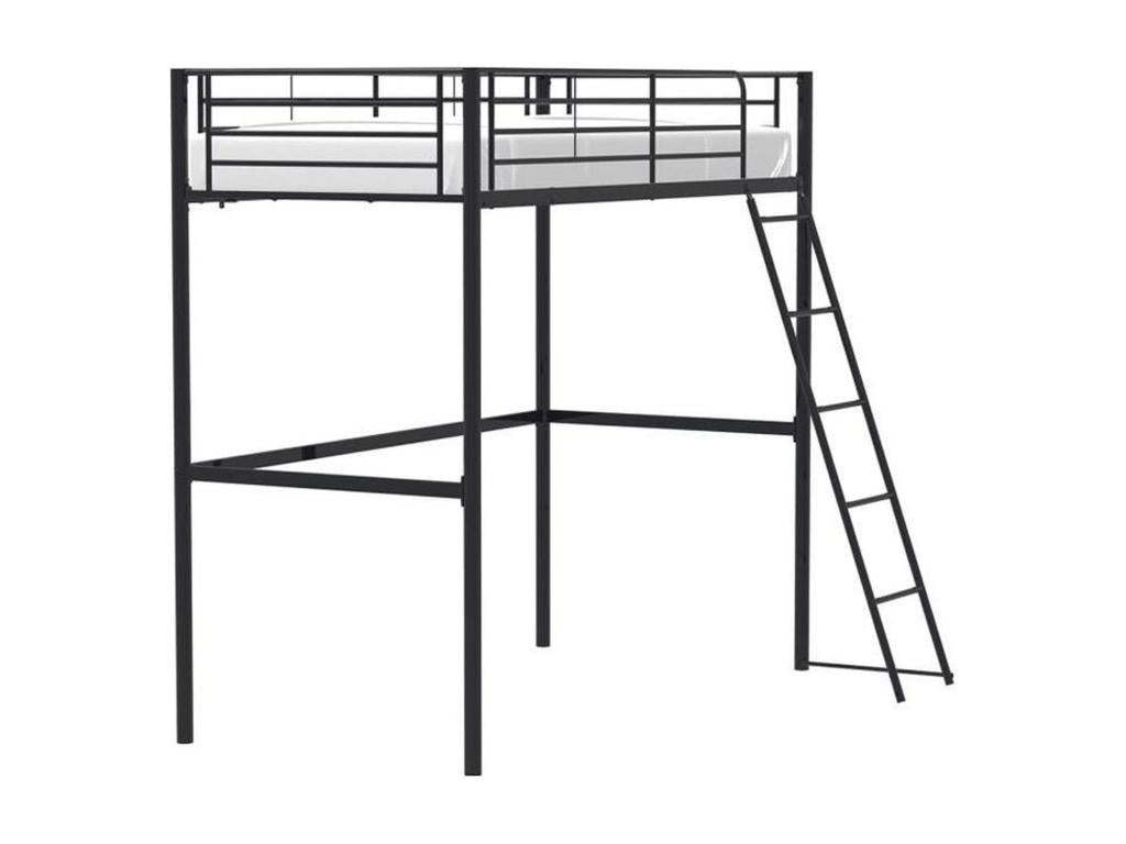 Lit mezzanine enfant Habitatdoux en métal noir 90*190 cm avec sommier inclus