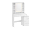 Coiffeuse 6 tiroirs 7 niches et 1 miroir blanc - L97,5 cm