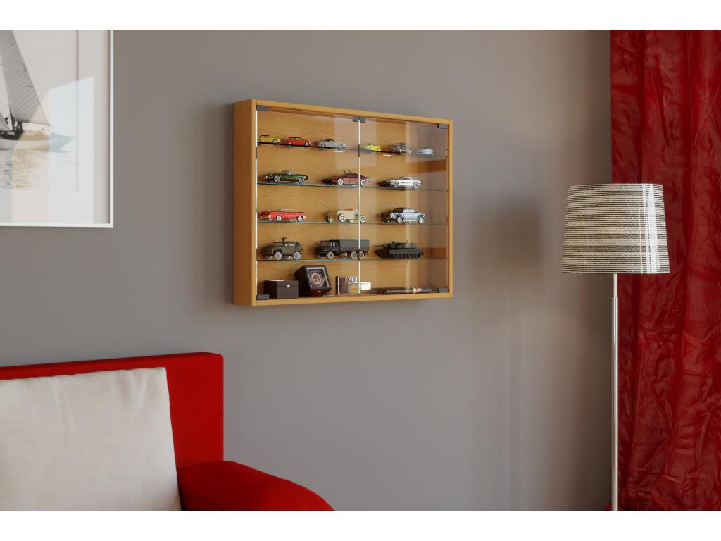 Decovivante bois verre vitrine murale vitrine collectionneur déco vitrine Mandosa L (hêtre)