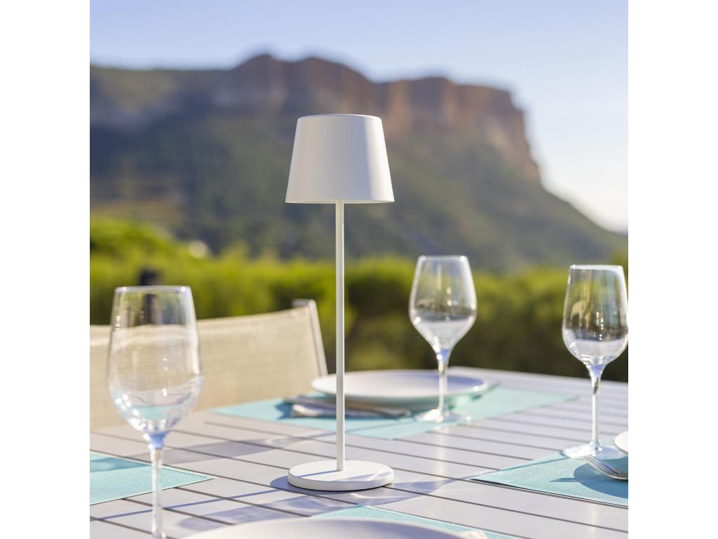 Lampe de table sans fil LED Decoepure WHITE Blanc Métal H38CM
