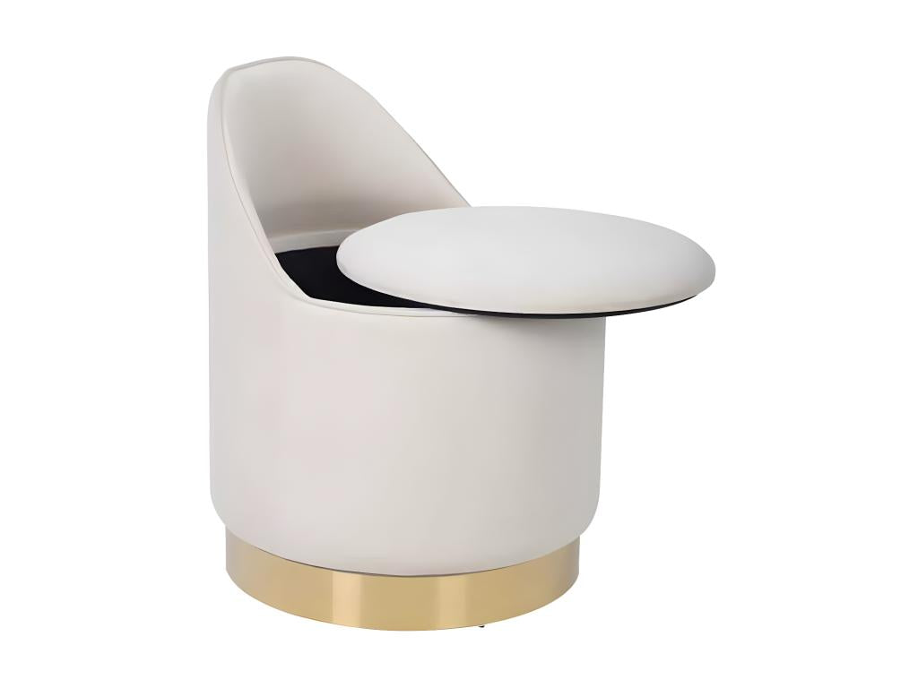 Tabouret Pivotant en Velours Maisonchaleur 68cm Ivoire