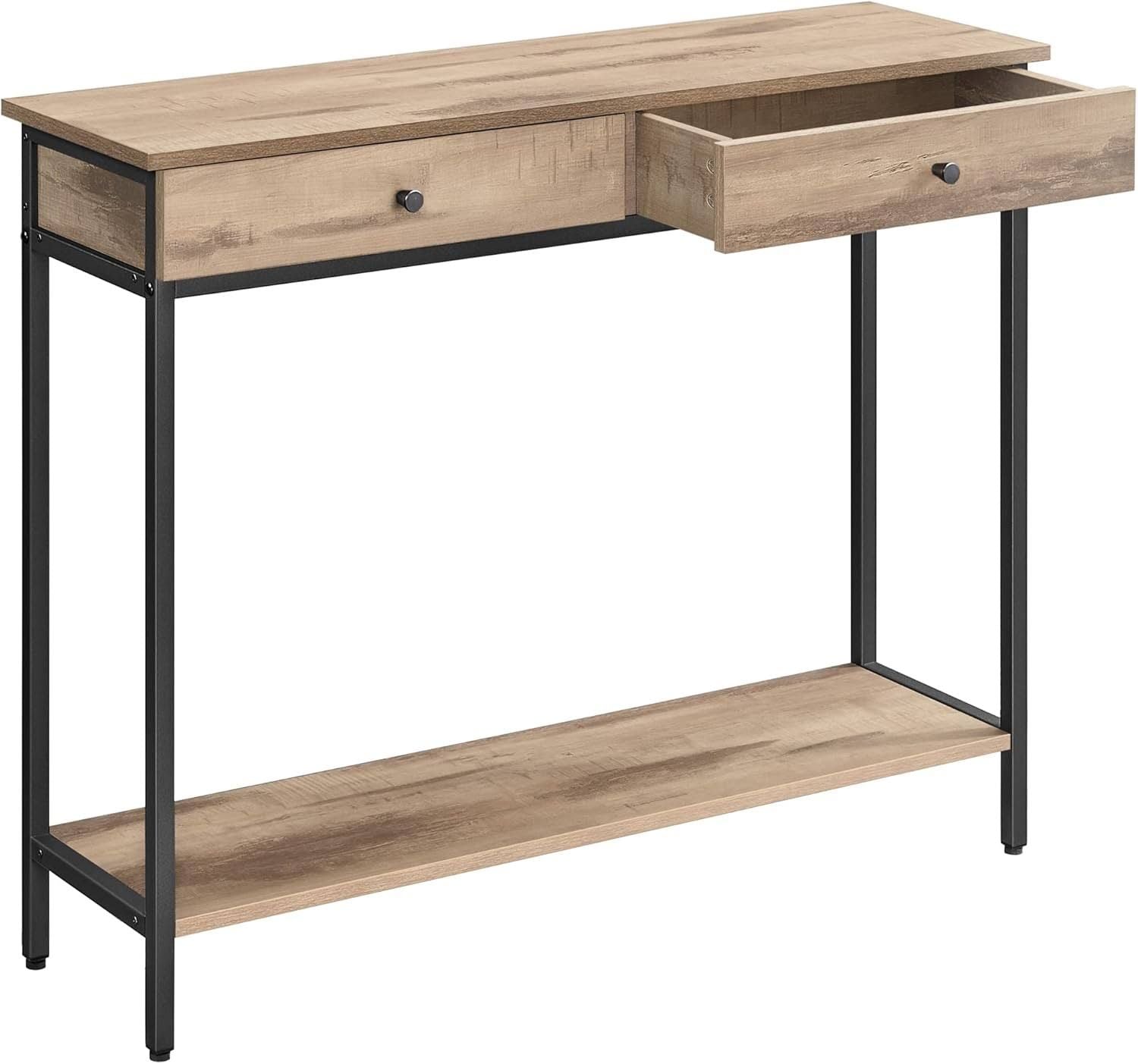 vasagle Table Console avec 2 Tiroirs Cadre en Acier