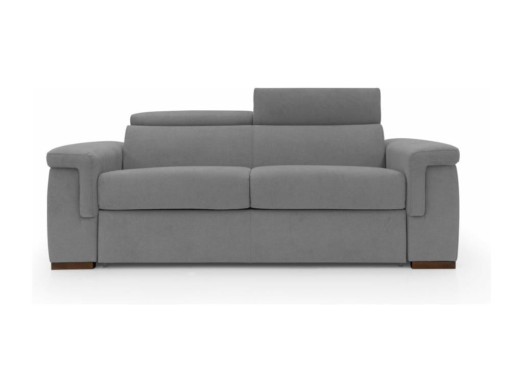 Homeolia Canapé convertible matelas H18 cm en tissu imperméable T02 200 cm mat.120x197 gris