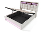 Lit coffre avec chargeur USB et LED - 140x200 cm - Beige - Decoessentielle