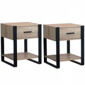 idmarket Lot de 2 Tables de chevet Onyx 1 tiroir avec tablette bois et noir