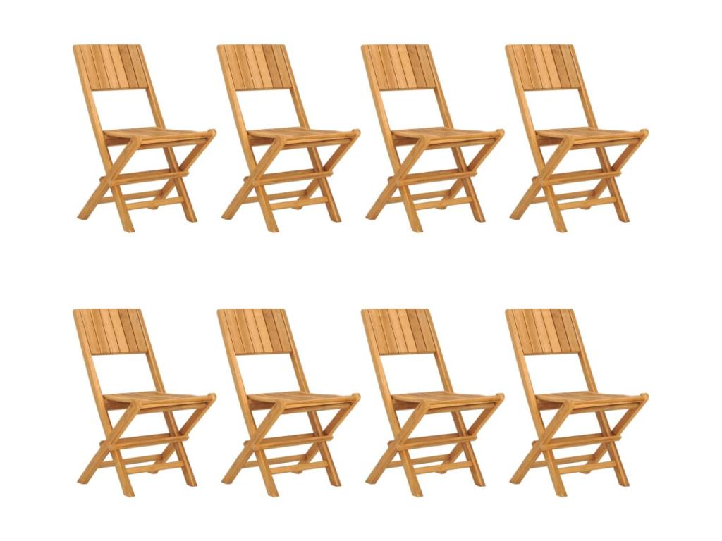 Chaises de jardin pliantes 8 pièces 47x61x90 cm bois massif teck