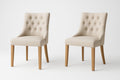 Lot de 2 chaises en lin beige avec pieds en chêne