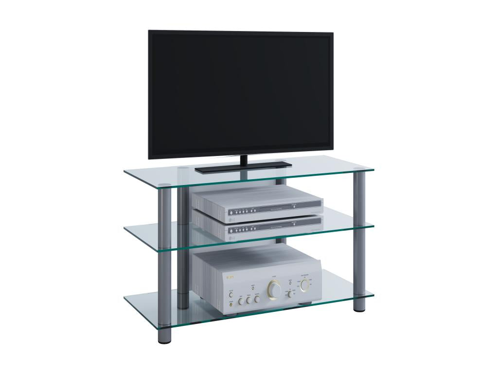 Decoepure Meuble TV Buffet Rack Fernseh Board Alu Glas Tisch Sindas (verre transparent)