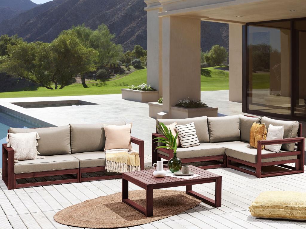 Ensemble de salon de jardin avec table 4 places Habitatdoux Rouge foncé