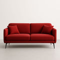 Canapé deux places en tissu polyester rouge avec pieds en métal