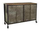Buffet en métal et bois avec 4 portes 124.5*40.5*82.5h cm