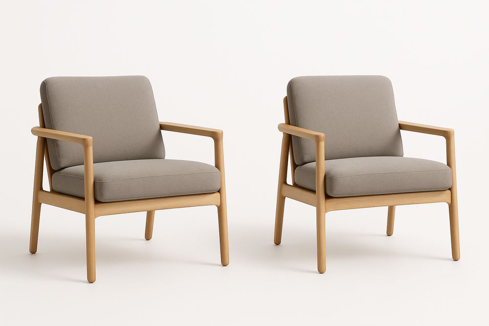 Lot de 2 fauteuils en tissu polyester et bois Marron